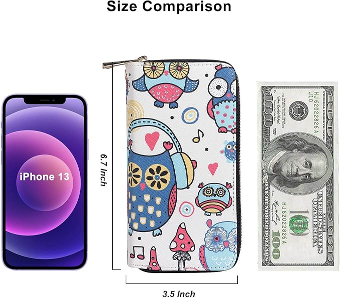 Cellphone Wallet for Women Dual Zipper Long Purse with Removable Wristlet