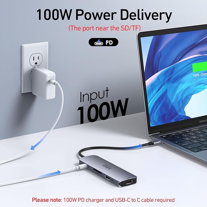 USB C Docking Station Dual HDMI Monitor, USB C to Dual HDMI Adapter with 2HDMI Ports, PD Charging, SD/microSD, USB A&C 3.0 Ports, Laptop Docking Station for Dell XPS/HP/Lenovo/Surface/Yoga etc