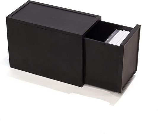 ASTAGE drawer block plastic bins stacking storage modular storage drawer home closet living office organizer with divider (Black, Small C)