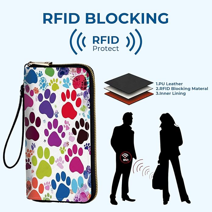 Wristlet Wallet for Women, RFID Blocking Phone Wallet, Large Capacity Zip Around Clutch, Fits iPhone 15 Pro Max, Travel Organizer Purse