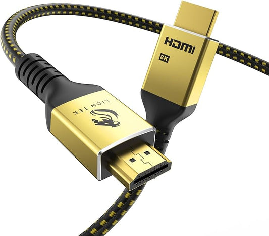 LIONWEI 8K Certified HDMI Cable 3.9FT/1M, HDMI 2.1 Cable 8K@60Hz 4K@120Hz, 48Gbps Ultra High Speed HDMI Cord, HDCP 2.2&2.3, DTS:X, Dynamic HDR, eARC, Compatible with Roku TV/HDTV/PS5