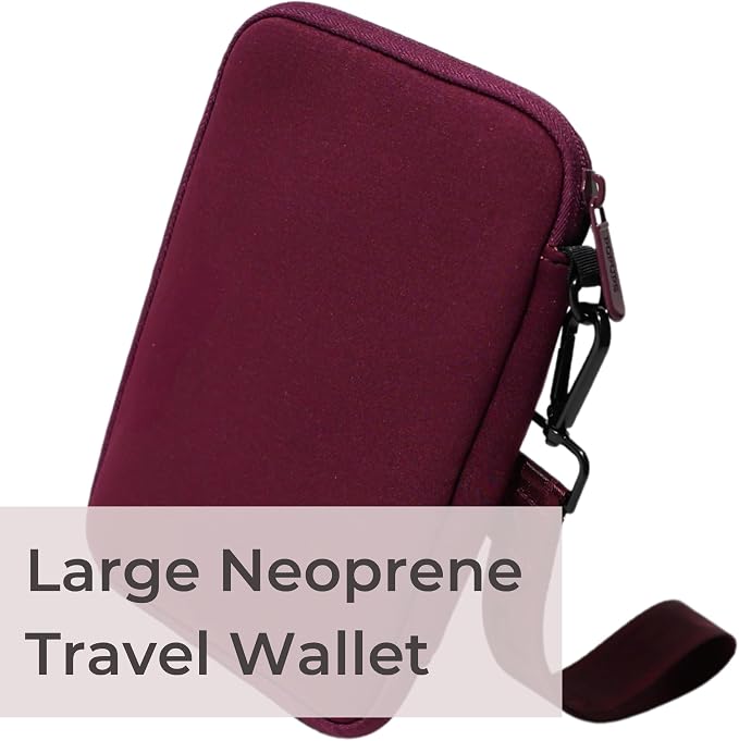 POPUPS Passport Travel Wallet for Women - Large Multiple Document Organizer and Holder with Wristlet (Berry)