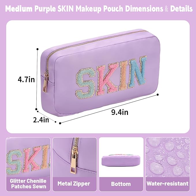 Travel Essentials Makeup Bag for Women Water-resistant Toiletry Organizer Nylon Cosmetic Pouch Preppy Stuff