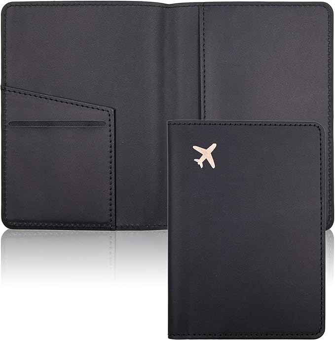 Deziliao Passport Holder,Passport Holder Card Slots, Passport and Vaccine Card Holder Combo, Cute Passport cover for Women and Men, with Waterproof Rfid Blocking, Passport Travel Wallet(Black)
