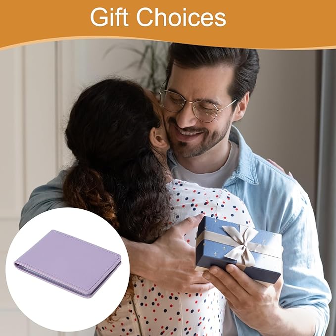 uxcell Leather Credit Card Holder, 10 Slots Blank Driver's License Holder for Women and Men, Multi-Functional Card Organizer for Documents, ID Cards, License(Purple)
