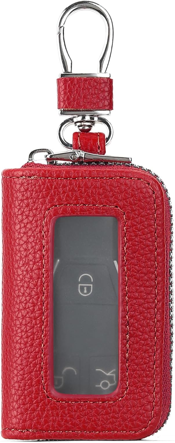 SENDEFN Universal Car Key Fob Case Leather Smart Remote Keychain Protector Holder