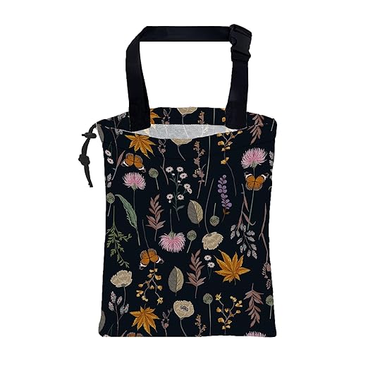 Car Garbage Bag Blooming Botanical Plants Drawstring Car Trash Bag Hanging for Back Seat with Adjustable Buckle Canvas Vehicle Trash Can Easy-to-Install