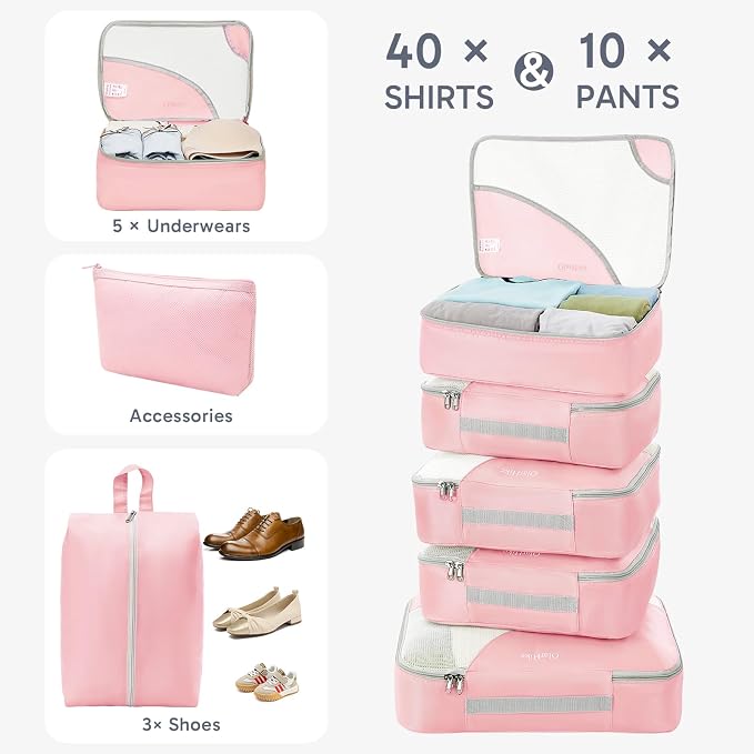 OlarHike 10 Set Packing Cubes for Travel, Gifts for Women Mom,Anti-Tearing Suitcase Organizer with Over 1000 pcs Mesh Holes,Vacation Essentials & Accessories for Cruise Ship