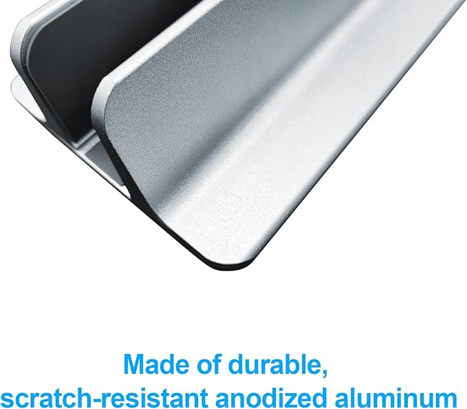 Vertical Laptop Stand Holder, Desktop Aluminum Notebook Stand with Adjustable Dock Size(Up to 17.3 inch) Compatible with All Lenovo/MacBook Pro/Air Dell Hp Surface iPad Gaming Laptops(Silver)