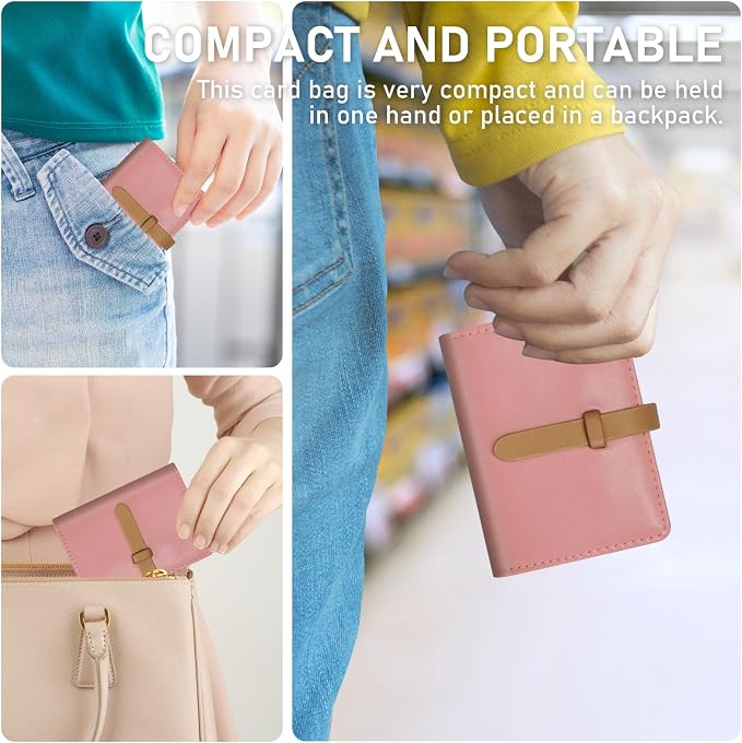 Credit Card Holder with 40 Suitable Slot, ID Card Case PU Leather Wallet for Women Men Business Organiser Pocket (Pink)