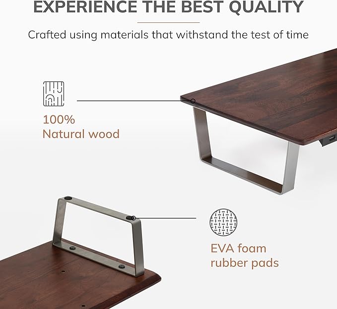 Anji Mountain Monitor Stand - Desktop Organizer & Laptop Riser, Ergonomic Monitor Riser, Space-Saving Monitor Stand for Desk, Durable Construction, Easy Assembly, Ideal for Home & Office,Walnut