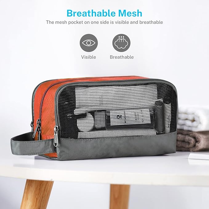 Gonex Travel Toiletry Bag Nylon, Shaving Bag Toiletry Organizer Orange