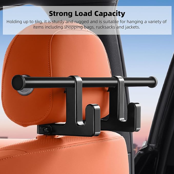 Yosoo Health Gear Car Seat Headrest Clothes Hanger Bar, Adjustable Heavy Duty Wrinkle Proof Hanger for Travel 18.1 Inches, Hanger Suitable for Sedans SUVs Pickups and Most Other Vehicles