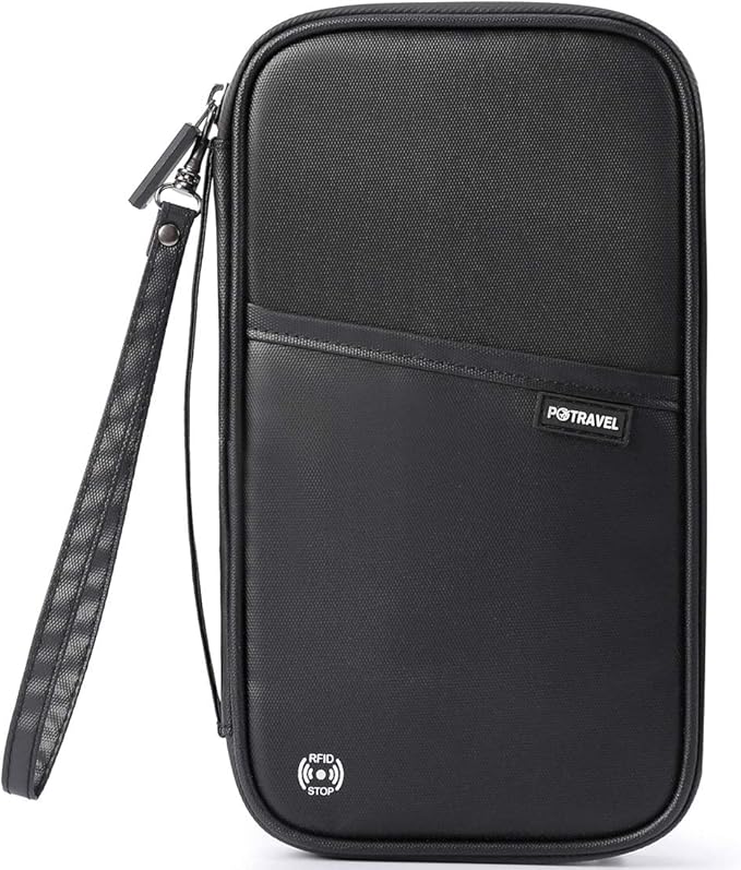 VanFn RFID Travel Passport Wallet, Family Passport Holder, Trip Document Organizer P.Travel Series (Nylon - Black)
