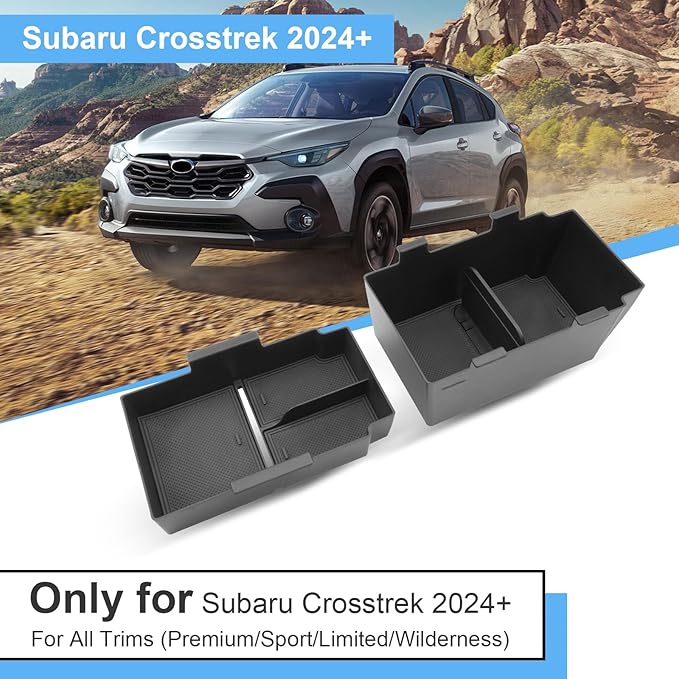 Double-Layer 2024 2025 2026 Crosstrek Center Console Organizer for Crosstrek (Premium/Sport/Limited/Wilderness),Durable ABS Plastic 2025 Crosstrek&Impreza Tray 2026 Crosstrek Hybrid Accessories