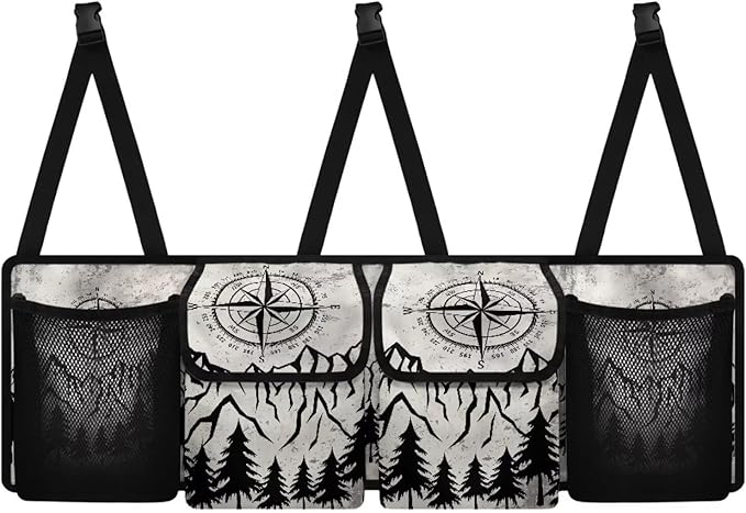 Compass Mountain Car Trunk Organizer Large Capacity Car Organizer SUV Backseat Hanging Auto Storage Bag with Lids Collapsible Cargo Storage Not Easy to Fade Machine Washable