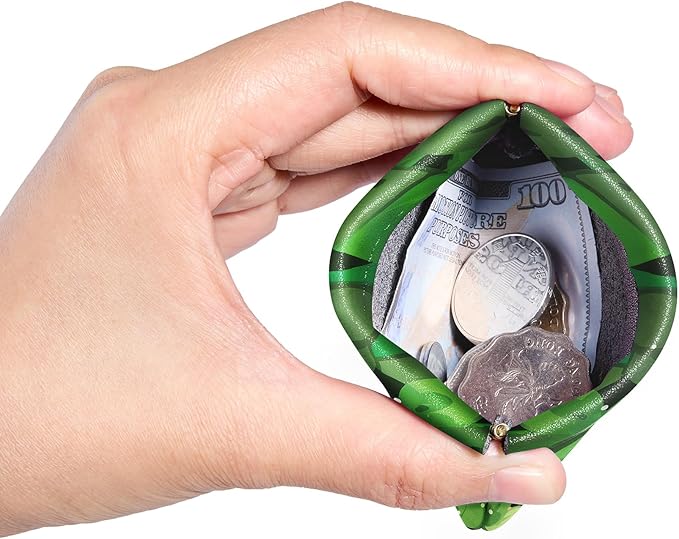 Travelambo Leather Squeeze Coin Purse Pouch Change Holder For Men & Women