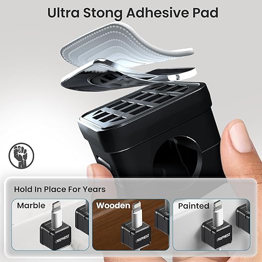 8 Pack Magnetic Cable Clips for Desk, Strong Adhesive Cord Organizer for Cable Management, Reusable Cord Management to Keep Wires Neat for Home, Office, Car & Nightstand