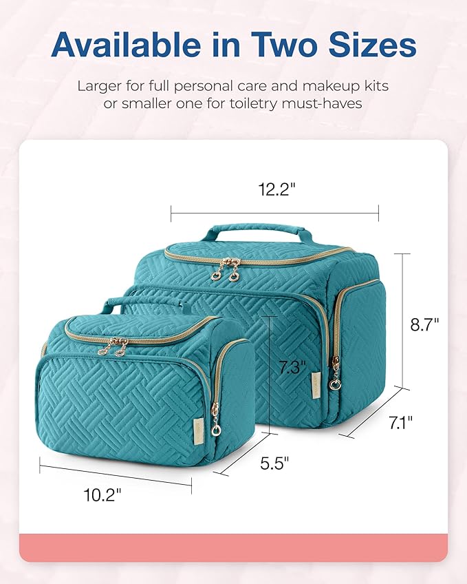 BAGSMART Travel Toiletry Bag for Women, Cosmetic Bag Makeup Bag Organizer with Handle, Travel Bag for Toiletries, Travel Accessories, Full Sized Container