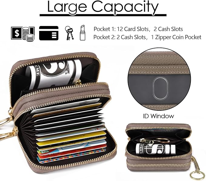 imeetu Rfid Credit Card Holder,Genuine Leather Businese Card Case,Rfid Blocking Wallet for Women & Men