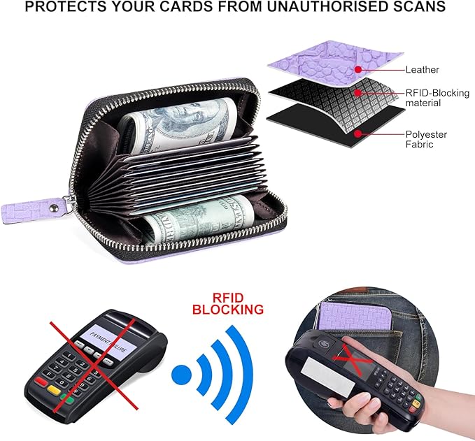 EcoVision Credit Card Holder RFID Card Case Wallet, Small Accordion Zipper Card Case Holder, Card Organizer Case for Women Men