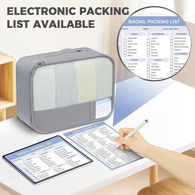 BAGAIL 9 Set Packing Cubes with Packing List Luggage Packing Organizers for Travel Accessories