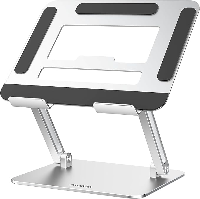 Laptop Computer Stand Adjustable Height-Tablet Holder for Desk-Foldable Riser Folding Mount for Notebook iMac MacBook Air Pro,Dell XPS, HP (10-17.3"),Aluminum-Silver