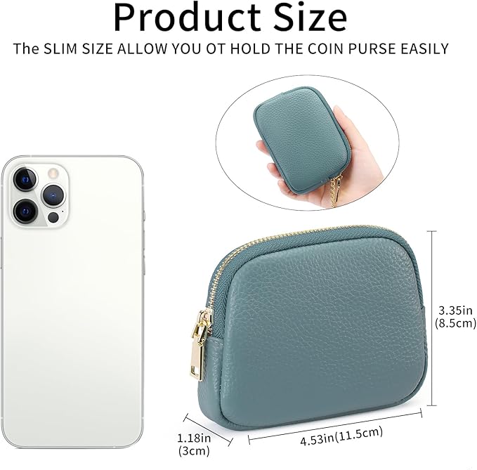 SENDEFN Mini Coin Purse Soft Leather Small Coin Pouch Purses Women Zipper Pocket with Key Ring