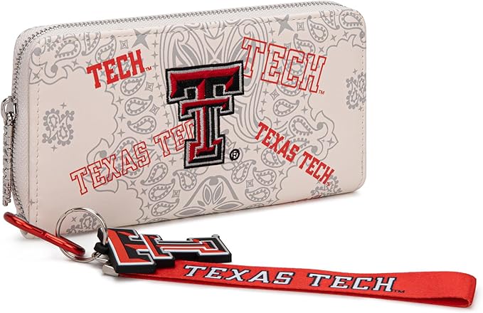 Texas Tech Official Wristlet Wallet with RFID Blocking Card Slot, Texas Tech Team Logo Clutch Purse, Mini Clutch Wallet for Fan Gift, Game Day, Concert | Beige, NC-TTU011BG
