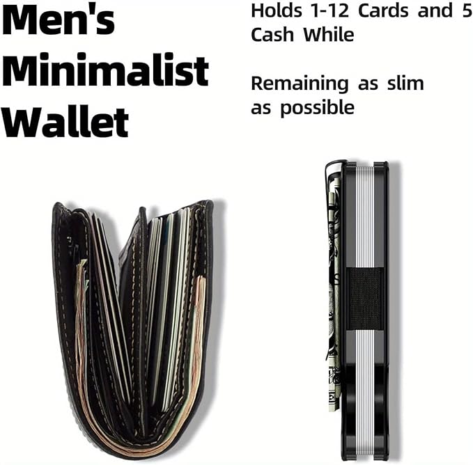 CCidea Mens Card Holder with Money Clip, Christmas Gifts for Men, Slim Minimalist Wallet for Men, Anti-scratch Carbon Fiber Wallet with RFID Blocking- Holds up to 12 Cards and 8 Bills (Blue)