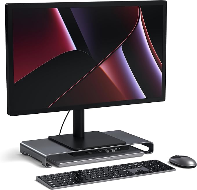 Satechi USB C Hub Monitor Stand for Desk with USB-C Data Port, 3 USB 3.0 Ports, Micro/SD Card Readers, Audio Jack, Computer Monitor Stand for Desktop Computers, Monitors, and Laptops