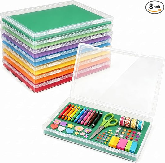 FUIJOL Photo Storage Box 11.5x8.5 Inch, 8 Pcs Portable Board Game Storage Container, A4 Paper Storage Box, Craft and File Organizer for Home/Office (8.5 * 11.5inch-8pcs)