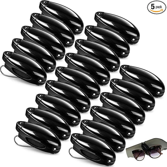 Frienda 5 Pcs Auto Car Vehicle Sun Visor Clip Holder Sunglasses Holder for Eyeglasses Mount Ticket Card Clip for Car Accessories (Black)