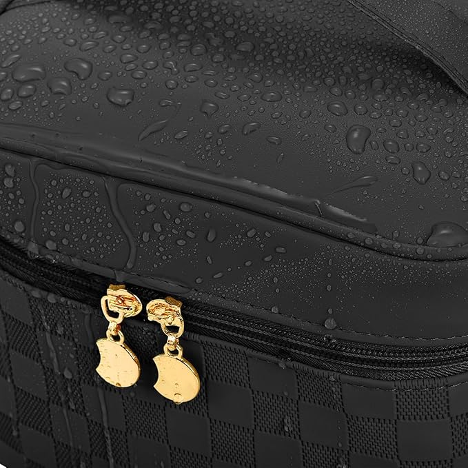 Makeup Bag 4 Pcs Waterproof Cosmetic Bag Set Portable Travel Cosmetic Bag Multifunction Organizer Storage Bag Toiletry Bag forWomen and Girls (BLACK2)