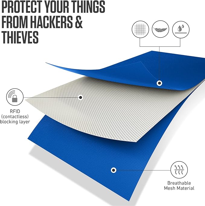 VENTURE 4TH Money Belt for Travel – Hidden Under-Clothes RFID Blocking Passport Holder & Slim Travel Wallet Pouch for Men & Women to Protect Cash, Cards & Documents (Sleek Blue)