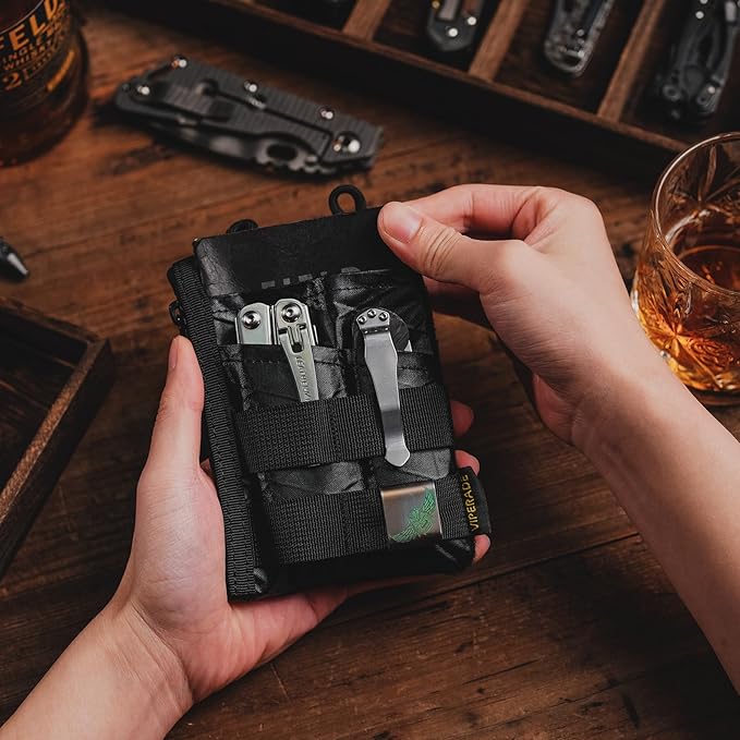VIPERADE VE18 EDC Pouch, Pocket Organizer for Men, EDC Pocket Organizer, 3 Slots with 2 Zipper Pockets, Multitool Pouch