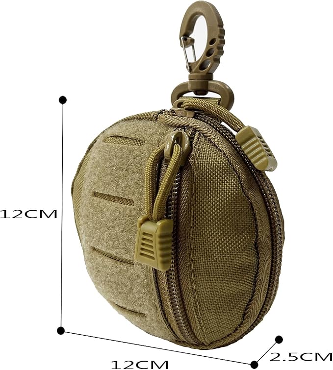 1000D Laser Cut Molle Pouch EDC Pouch Tactical Round Zipper Bag Case Coin Pouches Coin Purse Keychain Little Change Wallet Wireless Headset Pack Gadget Bag