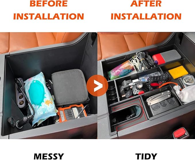 JOJOMARK Compatible with Toyota Tundra Accessories Center Console Tray Organizer for Tundra 2014-2020 2021 Insert ABS Armrest Box Secondary Storage (Red)