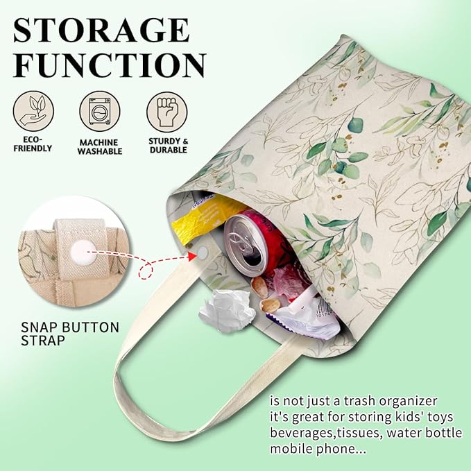 Car Trash Can, Cute Car Trash Bag, Hanging Car Organizer and Storage Bag, Trash Bin for Car Accessories, Vehicle, Travelling, Camping Cute Golden Leaf