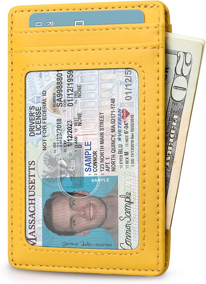 Buffway Mens Slim Wallet, Minimalist Thin Front Pocket Leather Credit Card Holder with RFID Blocking for Work Travel | Minimalist, Thin, Front Pocket, Credit Card Holder, RFID Blocking, for Work Travel