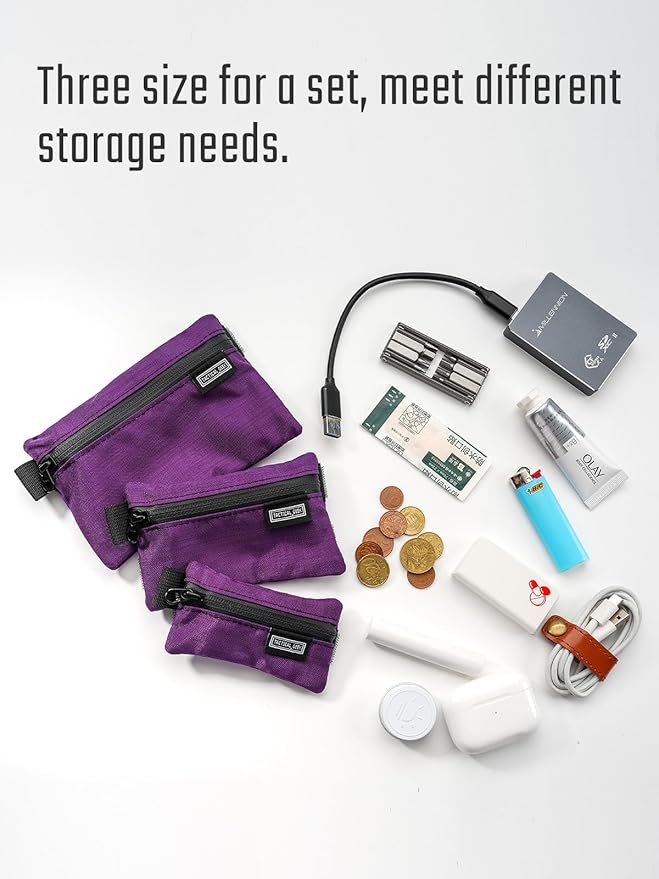 TACTICAL_GEEK Storage A5 EDC Storage Pouch Set, Molle EDC Gadget Pouch, Multi-Functional Utility Small Tool Pocket for Daily Carry (Purple)