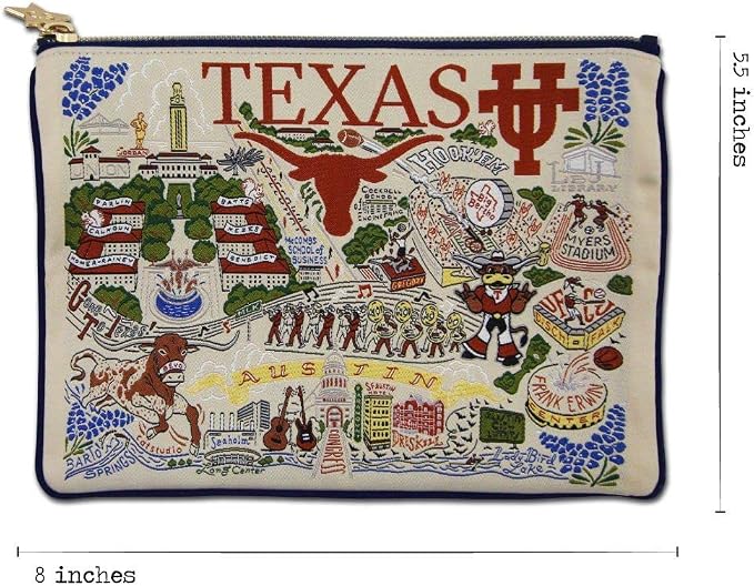 catstudio University of Texas College Zip Pouch | Use as Wallet, Clutch, Handbag or Makeup Bag