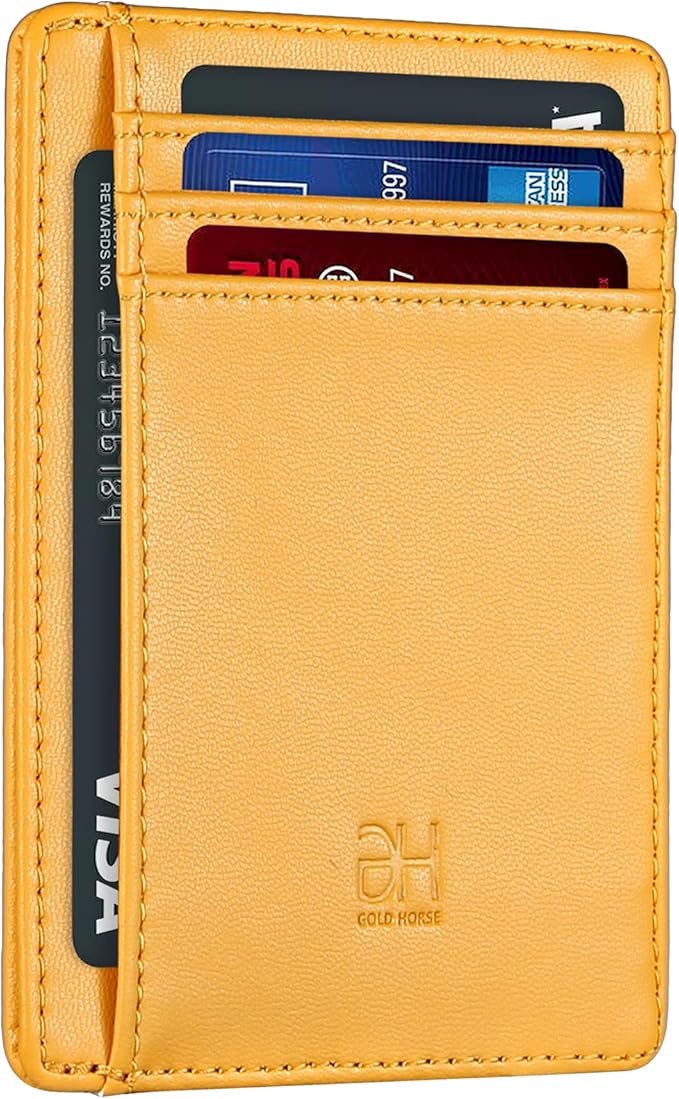 GH GOLD HORSE Slim RFID Blocking Card Holder Minimalist Leather Front Pocket Wallet for Women | Slim