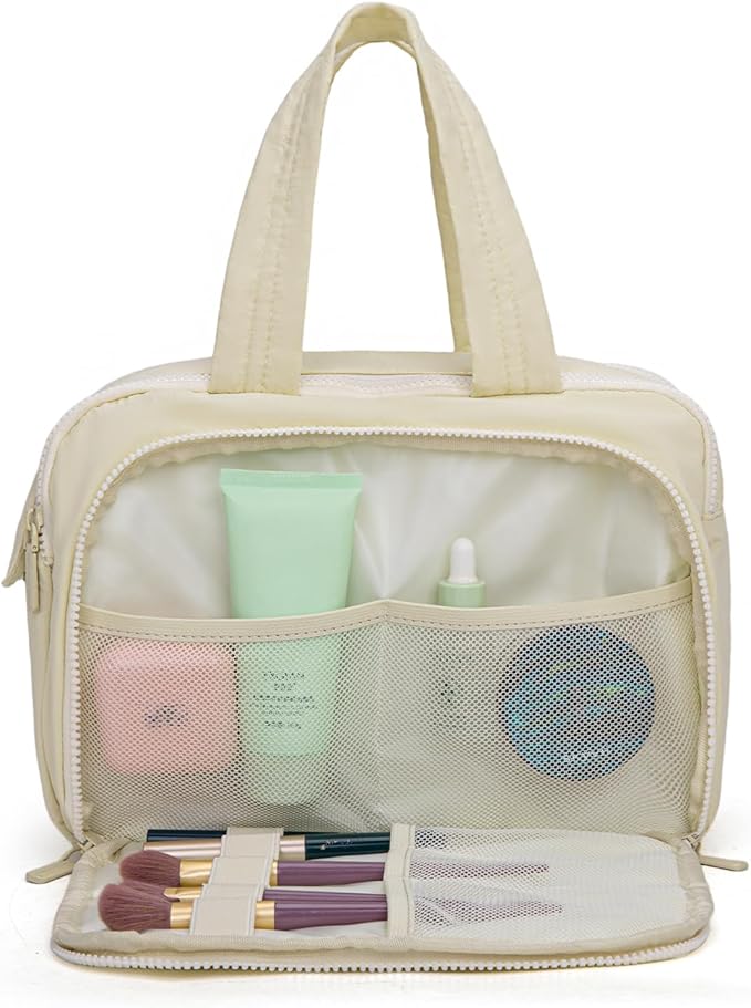 Montana West Travel Toiletry Bag for Women, Large Capacity Makeup Organizer, Lightweight Puffy Cosmetic Bag with Waterproof Lining, Front & Back Zipper Pockets, Travel Essentials Bag