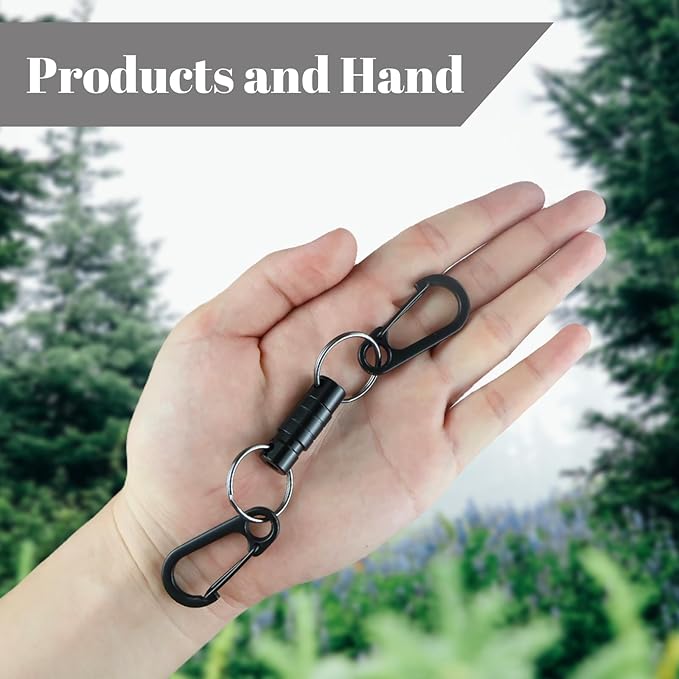 Quick Release Keychain Clip with Double Clips - Detachable Black Key Ring for Home, Car & Outdoor Use
