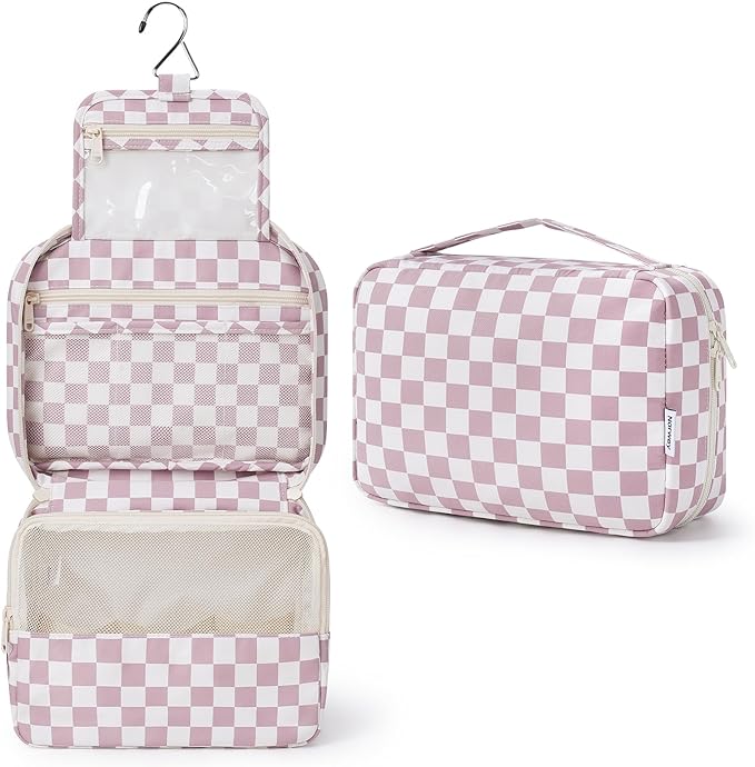 Narwey Small Hanging Travel Toiletry Bag for Women, Travel Bag for Toiletries, Makeup Bag Organizer Cosmetic Bags Make Up Bags for Girls