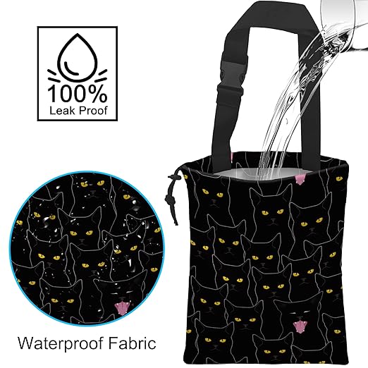 Car Trash Bag Hanging Black Cats Car Trash Can Waterproof Garbage Bag Hanging for Car Back Seat