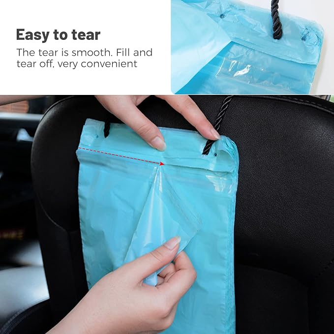 Hanging Disposable Stick-On Recyclable Car Garbage Bags, Vomit Bags for Car, Kitchen, Bedroom, Study Room, Travel, Camping, Office Space, Pack of 100