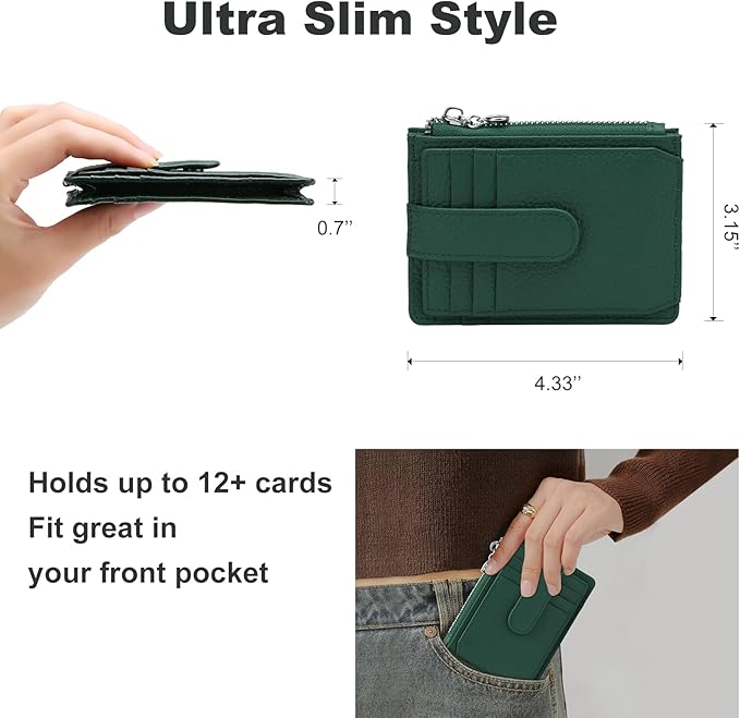 Slim Wallet for Women Genuine Leather Card Holder Thin Womens RFID Blocking Small Wallets