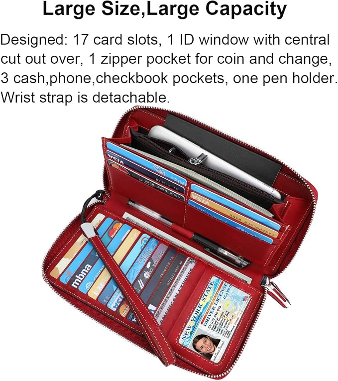 Lavemi Small Compact Women Wallet RFID Blocking Genuine Leather Bifold Purse with ID Windows